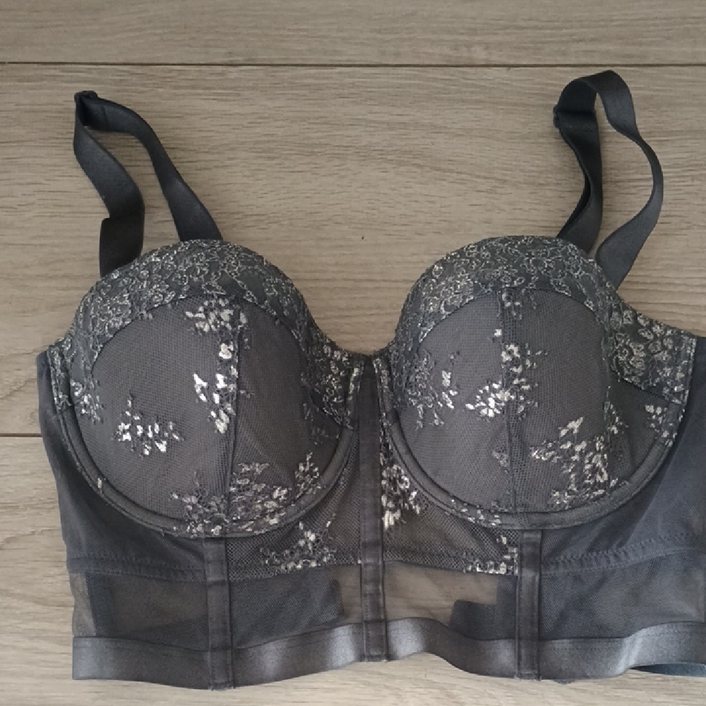 Victoria's Secret Charcoal Lace Bustier Bra